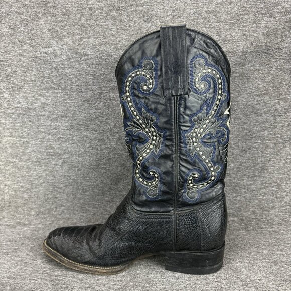 ✅Verthali Exotic Western Boots 🖤Black Ostrich Leather Cowboy Boots Mens Size 10 - Picture 13 of 13
